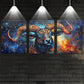 3pcs Vibrant Abstract Cow Multicolor Design Metal Print Ready to Hang Art