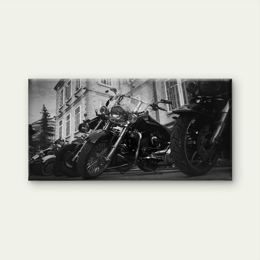 Retro Chopper Motorbike Street Scene Wall Art Canvas Office Home Framed 80x45cm