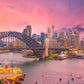 Downtown Sydney skyline Sunset Print 100% Australian Made Stretched Canvas Ready to Hang - AU-125