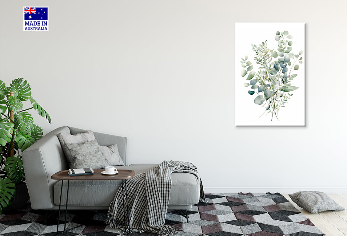 Painting Of a Bunch of Green Leaves Print 100% Australian Made 40x60cm Stretched Canvas Ready to Hang