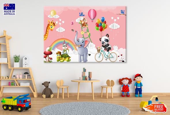 Kids Room Animals Decoration Print 100% Australian Made Stretched Canvas Ready to Hang - NK-125