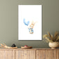 Adorable Rabbit Holding a Blue Balloon in Its Hand Print 100% Australian Made 40x60cm Stretched Canvas Ready to Hang