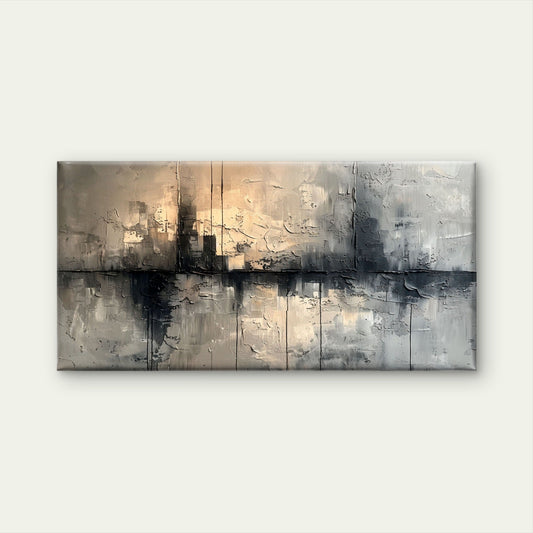 Dark Grey Minimalist Textured Abstract Wall Art Canvas Office Home Framed 80x45cm