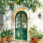 Painting Of Green Door and Potted Plants Print 100% Australian Made 40x60cm Stretched Canvas Ready to Hang