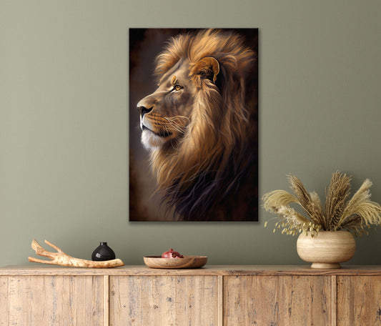 Painting Of A Stoic Lion Print 100% Australian Made 40x60cm Stretched Canvas Ready to Hang