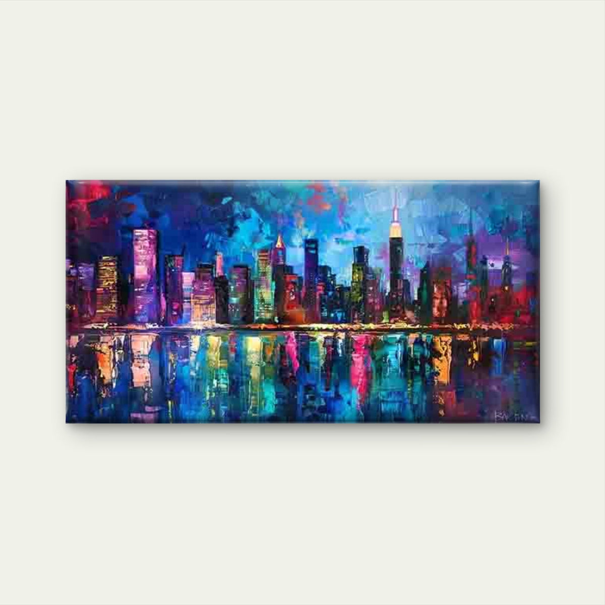Abstract Depiction of A City Wall Art Canvas Office Home Room Framed 120x60cm