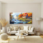 Autumn Glow Near River Wall Art Canvas Office Home Room Framed 120x60cm