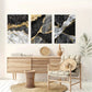 3pcs Marble Black & White Abstract Ink Painting Metal Print Ready to Hang Art