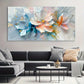 Blue, Pink & Peach Blossom Painting Wall Art wall canvas office home room framed 120x60cm