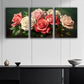 3pcs Vibrant Pink & White Roses Metal Print Ready to Hang Art