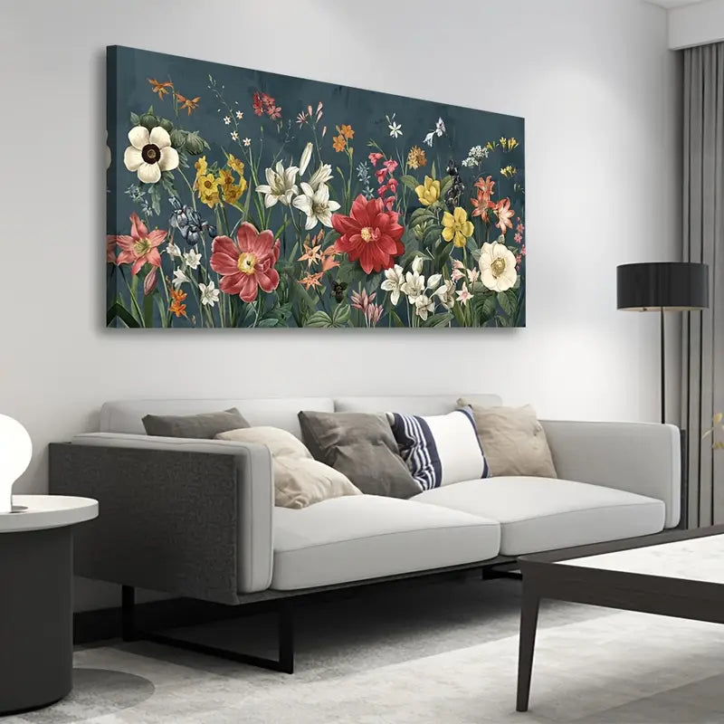 Botanical Colorful Flowers Bouquet Wall Art canvas office home room framed 120x60cm