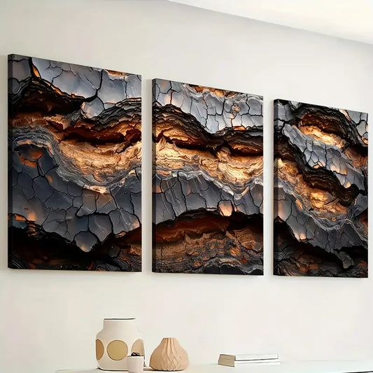 3pcs Modern Fashion Abstract Crack Art Wall Art Set Canvas Framed 40x60cm - High Quality Print 100% Australian Made Wall Canvas Ready to Hang