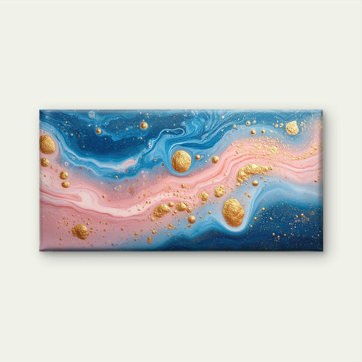 Blue And Rose Quartz Marble Wall Art Canvas Office Home Room Framed 120x60cm