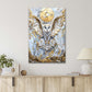 Beauty Of White and Gold Owl with Wings on A Marble Plaque Print 100% Australian Made 40x60cm Stretched Canvas Ready to Hang