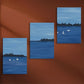 3pcs Serene Blue Water with Sailboats Metal Print Ready to Hang Art