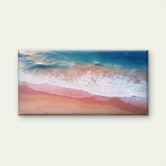 Coastal Beach Ocean Waves Aerial Wall Art Canvas Office Home Framed 80x45cm