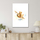 Painting Of Adorable Teddy Bear Riding a Plane Art Print 100% Australian Made 40x60cm Stretched Canvas Ready to Hang