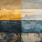 Blue Gold Mosaic Abstract Geometry Wall Art Canvas Office Home Framed 120x60cm