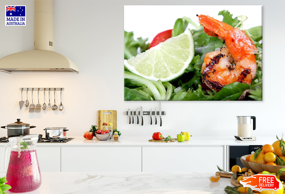 Lime and Shrimp Salad Print 100% Australian Made Stretched Canvas Ready to Hang - KR-126