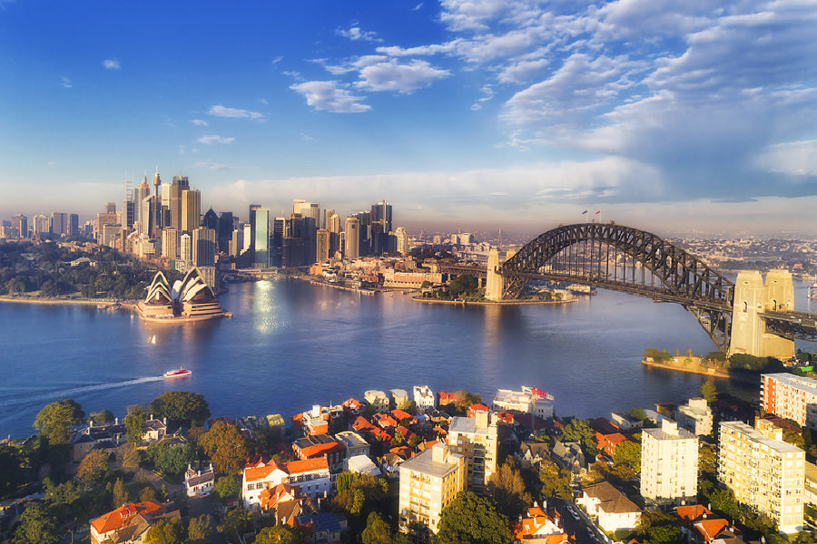 Major Sydney city landmarks Sky View Print 100% Australian Made Stretched Canvas Ready to Hang - AU-126