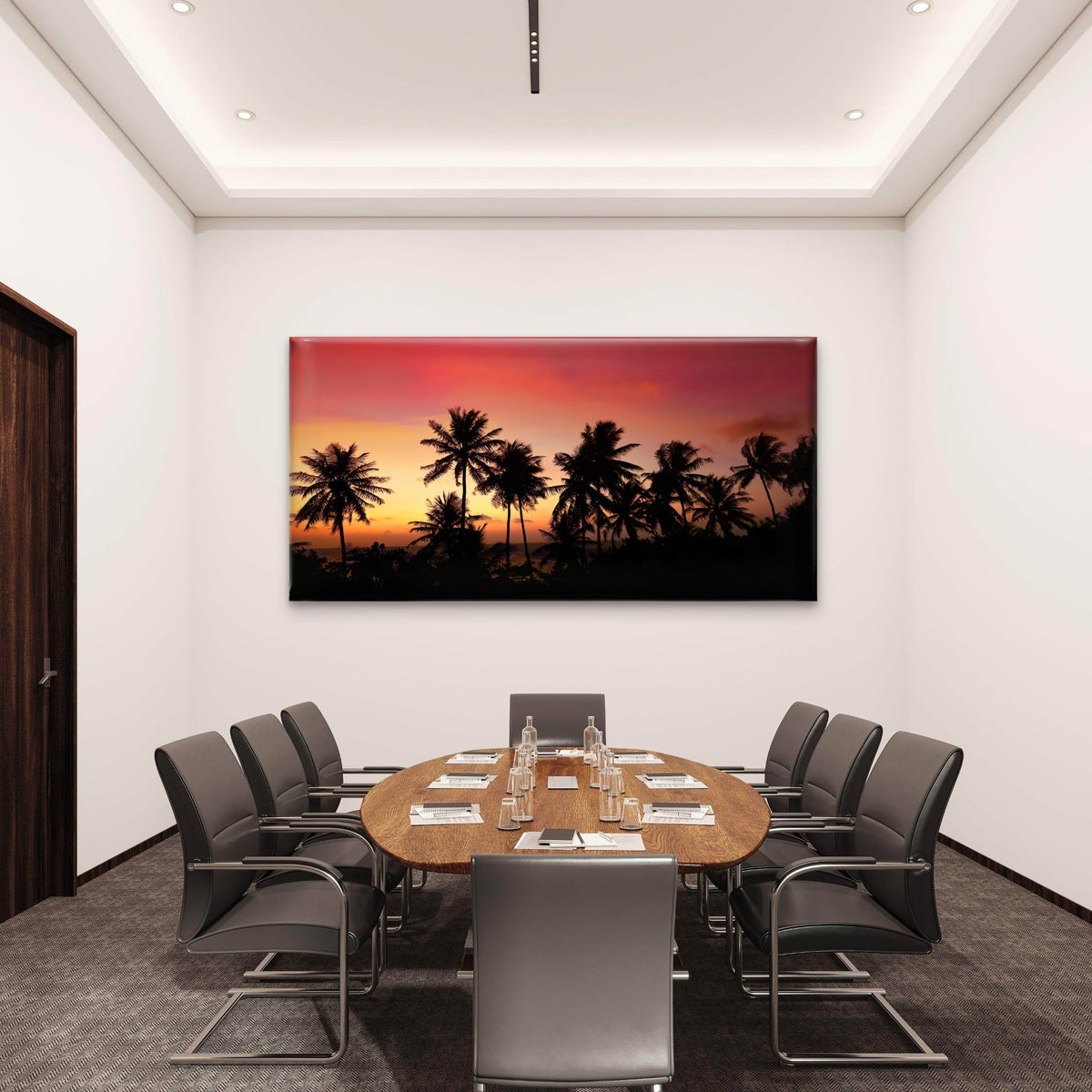 Tropical Sunset Palm Trees Wall Art Canvas Office Home Room Framed 120x60cm