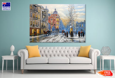 Old City Street Watercolor Art Print 100% Australian Made Stretched Canvas Ready to Hang - CT-127