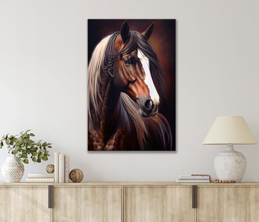 Painting Of A Stoic Horse Print 100% Australian Made 40x60cm Stretched Canvas Ready to Hang