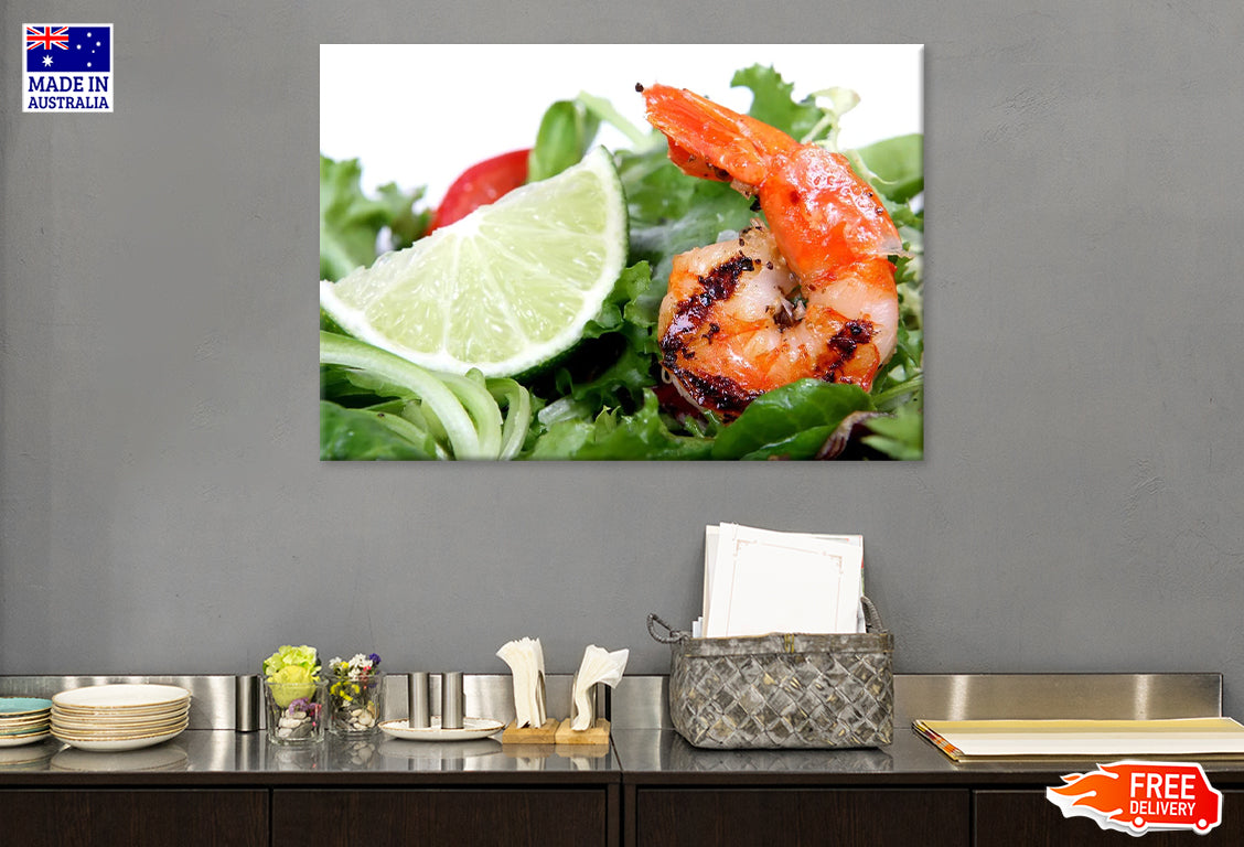 Lime and Shrimp Salad Print 100% Australian Made Stretched Canvas Ready to Hang - KR-126