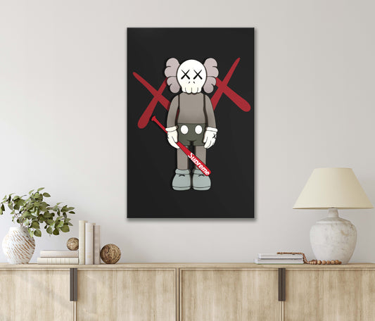 Cartoon Character with A Baseball Bat in His Hand Art Print 100% Australian Made 40x60cm Stretched Canvas Ready to Hang