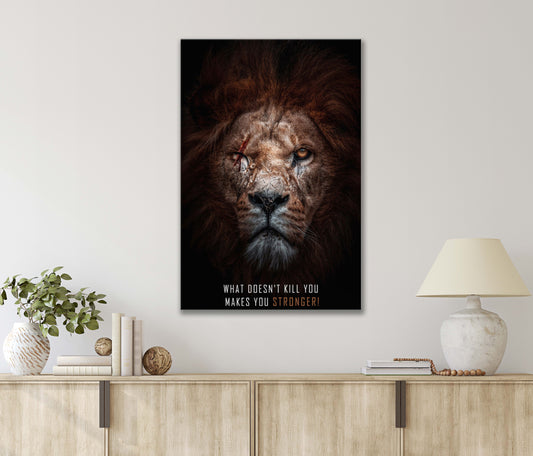 Motivation Poster Lion Scared Print 100% Australian Made 40x60cm Stretched Canvas Ready to Hang