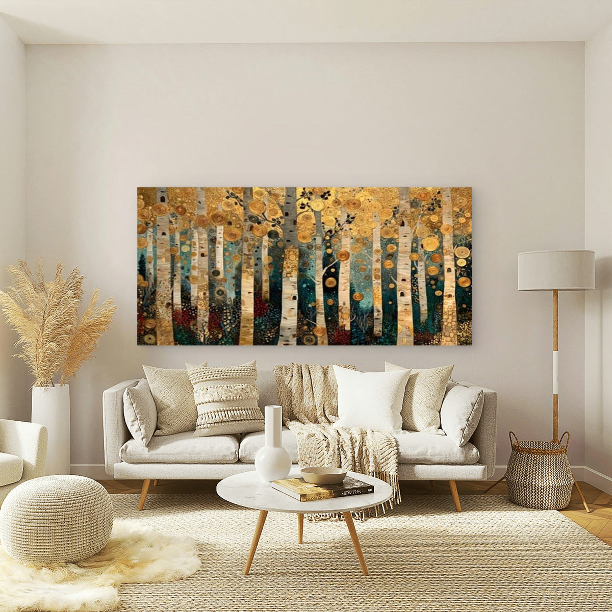 Gustav Klimt Birch Forest Wall Art Canvas Office Home Room Framed 120x60cm