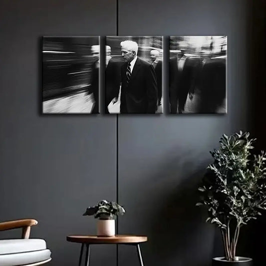 3pcs Busy Pedestrian Scene Metal Print Ready to Hang Art