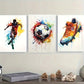 3pcs Vibrant Football Design Soccer Metal Print Ready to Hang Art