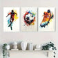 3pcs Vibrant Football Design Soccer Metal Print Ready to Hang Art