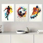 3pcs Vibrant Football Design Soccer Metal Print Ready to Hang Art