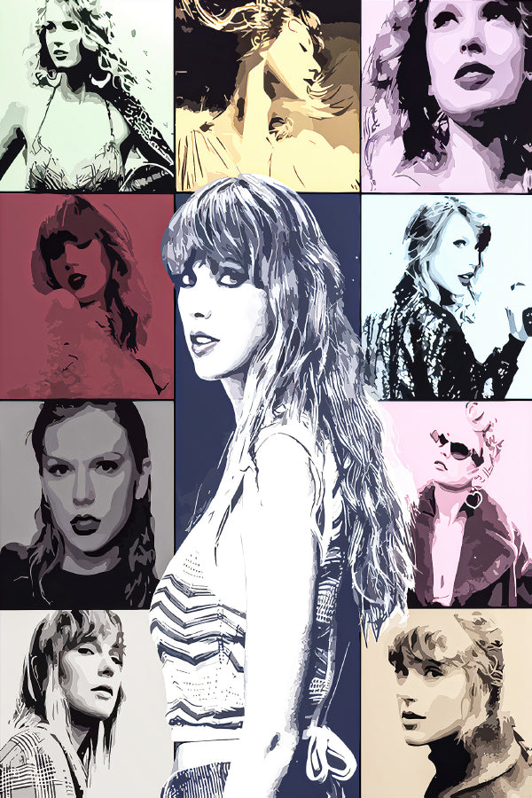 Collage Of Pop Art Portraits of Singer Print 100% Australian Made 40x60cm Stretched Canvas Ready to Hang