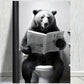 Rustic Bear Reading Newspaper Print 100% Australian Made 40x60cm Stretched Canvas Ready to Hang