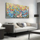 Oil Painting Style Botanical Blue Red Purple Yellow Floral Wall Art canvas office home room framed 120x60cm