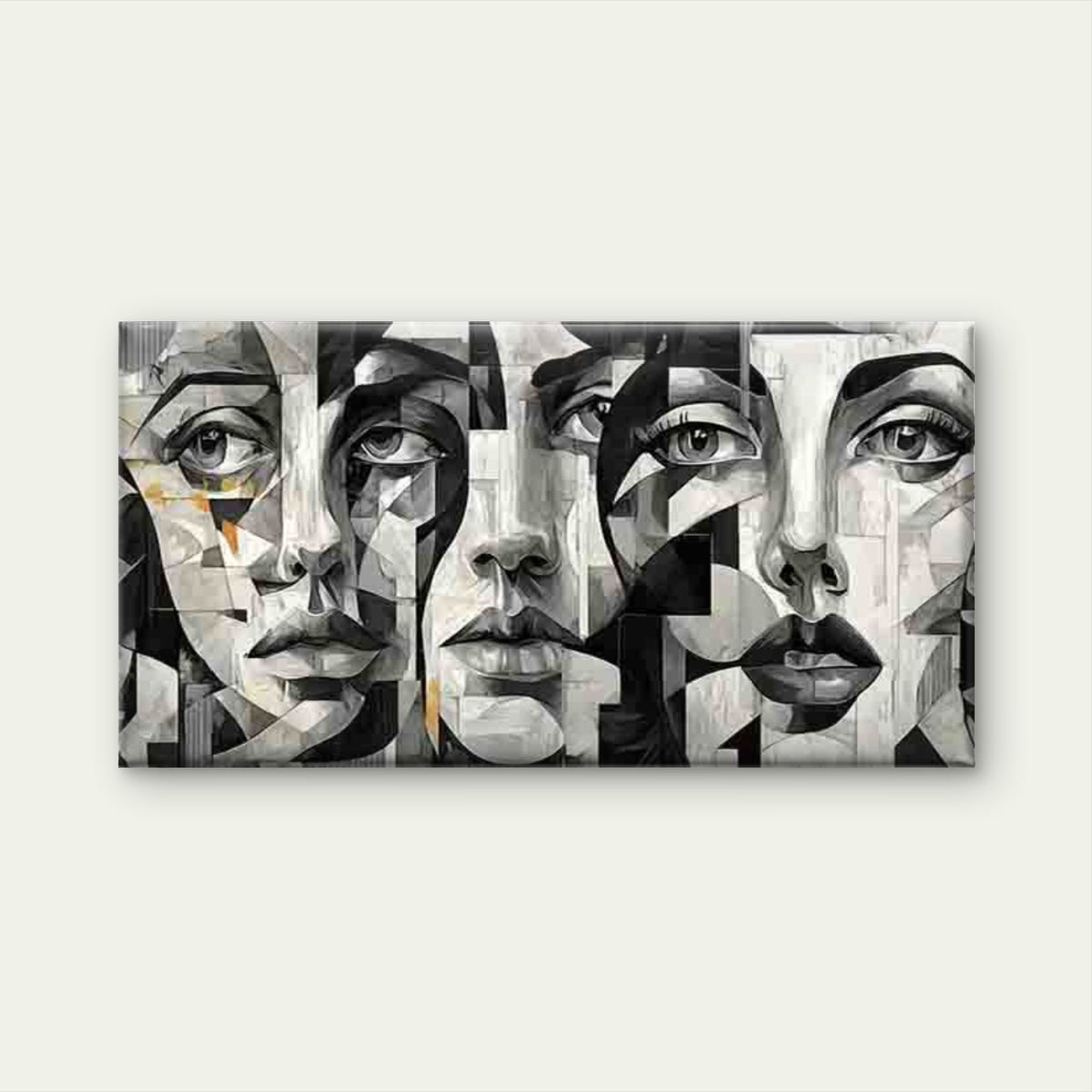 Black White Abstract Face Wall Art Canvas Office Home Room Framed 120x60cm