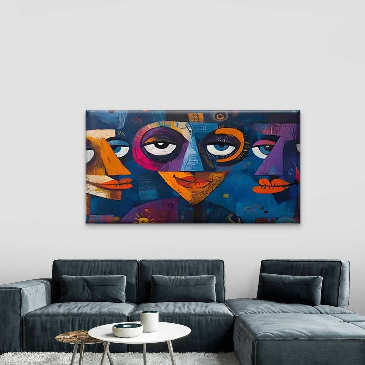 Modern Abstract Style Face Wall Art Canvas Office Home Room Framed 120x60cm