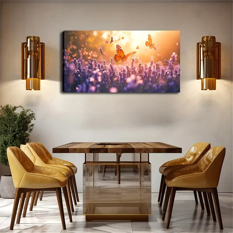Blooming Lavender Fields Wall Art Canvas Office Home Room Framed 120x60cm