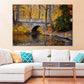 Autumn Park with Stone Bridge over Lake Print 100% Australian Made Stretched Canvas Ready to Hang - NT-128