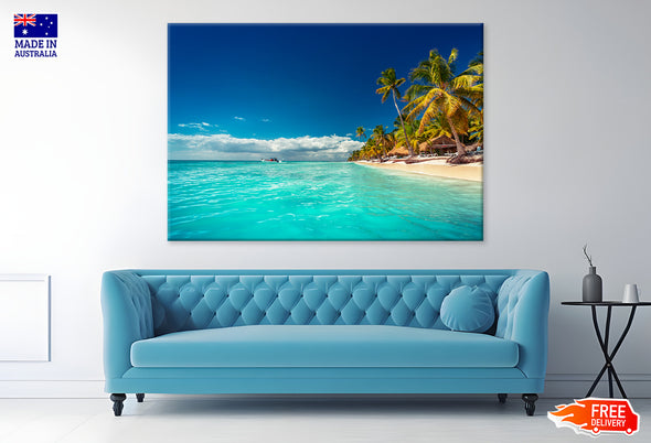 Island Beach With Perfect Sunny Sky Print 100% Australian Made Stretched Canvas Ready to Hang - BC-128