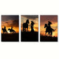 3pcs Sunset Horse Silhouette Shadow Metal Print Ready to Hang Art