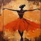 Orange Ballerina Painting Wall Art Canvas Office Home Room Framed 120x60cm