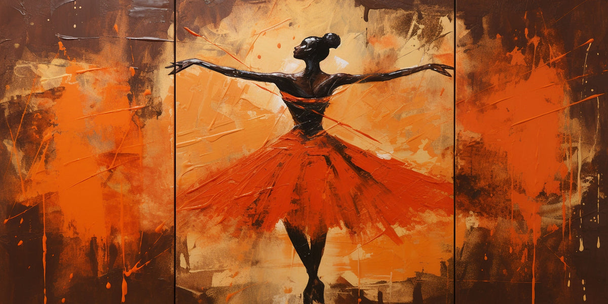 Orange Ballerina Painting Wall Art Canvas Office Home Room Framed 120x60cm