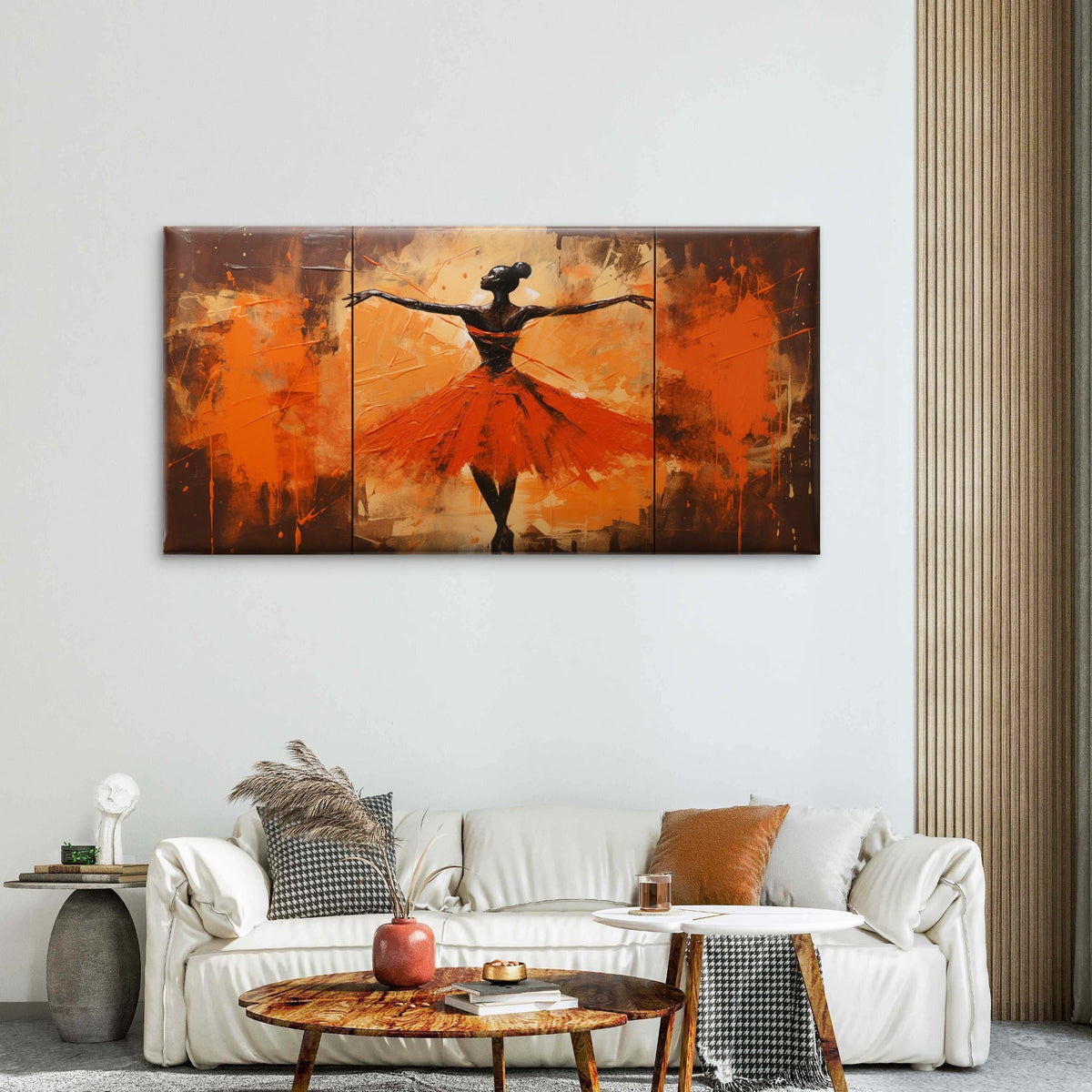 Orange Ballerina Painting Wall Art Canvas Office Home Room Framed 120x60cm