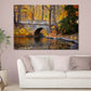 Autumn Park with Stone Bridge over Lake Print 100% Australian Made Stretched Canvas Ready to Hang - NT-128