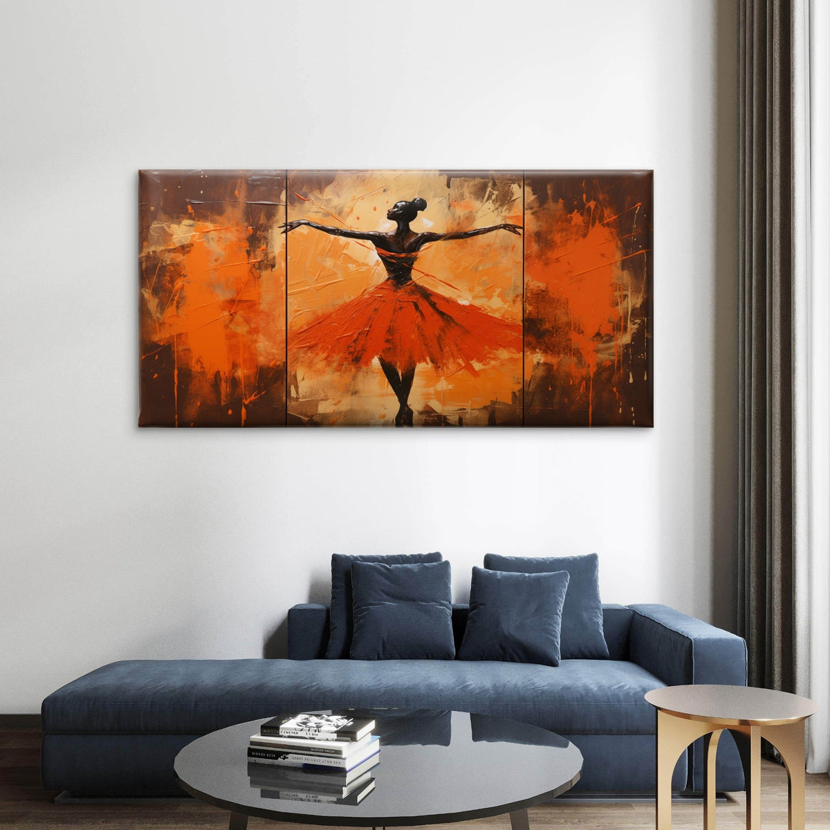 Orange Ballerina Painting Wall Art Canvas Office Home Room Framed 120x60cm