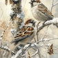 Birds Sitting on a Branch in The Snow Print 100% Australian Made 40x60cm Stretched Canvas Ready to Hang